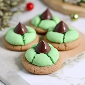 Mint Chocolate Kiss Blossom Cookies