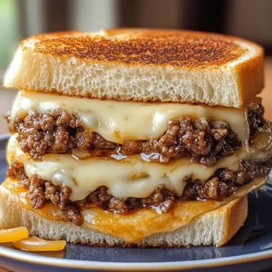 ground beef drilled cheese sandwich