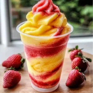 Pineapple Strawberry Swirled Slushies